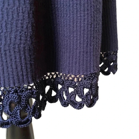 Jonathan Simkhai Crochet Knit Deep V-Neck Fit & Flare Dress Navy XS - Picture 11 of 16